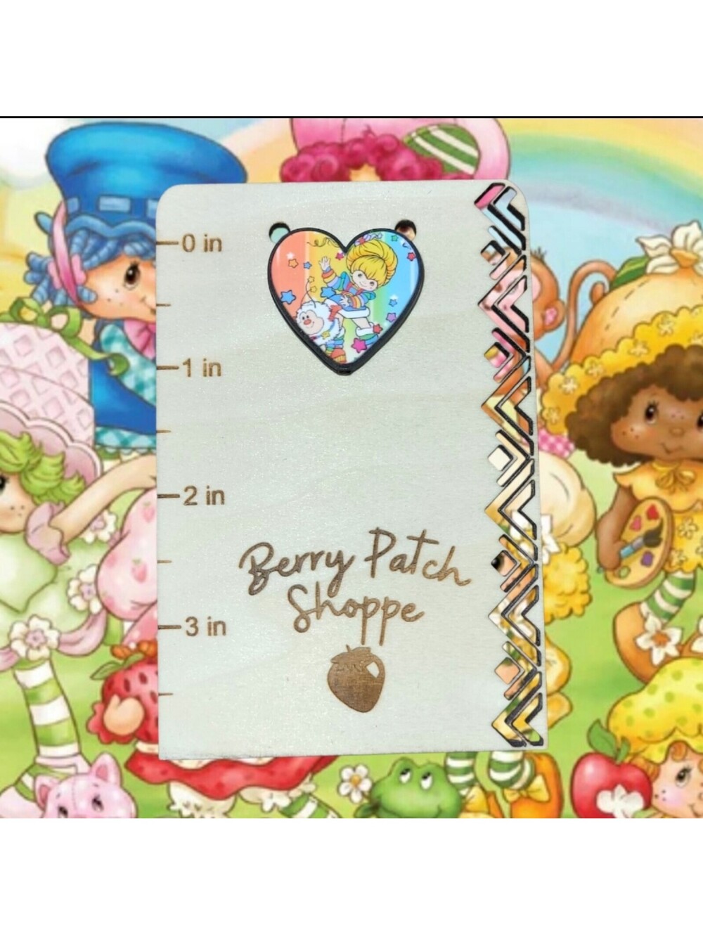 Retro Vintage 80s Rainbow Brite Heart-shaped Double-sided Silicone Focal Bead